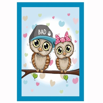 Covor cu print digital Kring Owls, 100x150 cm, 100% bumbac, Multicolor Covor cu print digital Kring Owls, 100x150 cm, 100% bumbac, Multicolor