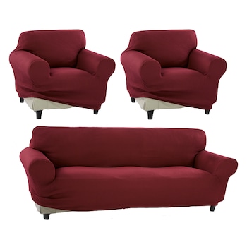 Set huse elastice pentru canapea 3 locuri si 2 fotolii Kring Nairobi, 60% bumbac+ 35% poliester + 5% elastan, Bordeaux Set huse elastice pentru canapea 3 locuri si 2 fotolii Kring Nairobi, 60% bumbac+ 35% poliester + 5% elastan, Bordeaux