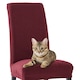 Set 2 huse elastice pentru scaune Kring Nairobi, cu spatar de pana la 50 cm, 60% bumbac+ 35% poliester + 5% elastan, Bordeaux