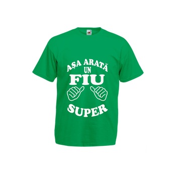 Tricou personalizat Fruit of the loom, verde, Asa arata un fiu super, 2XL Tricou personalizat Fruit of the loom, verde, Asa arata un fiu super, 2XL