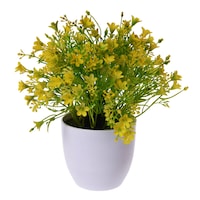 Flori Artificiale Galbene in ghiveci, Aspect natural D15cm, H totala 24cm, Rezistente la umiditate, Aspect natural D15cm, H totala 24cm