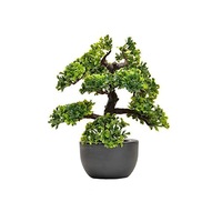 Bonsai Artificial cu frunza verde deschis si inchis, in ghiveci Negru, pentru interior sau exterior, Rezistent la umiditate, 31cm