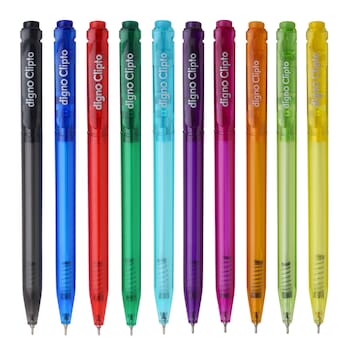 Pix cu mecanism, Clipto Digno, multicolor, varf 0.7mm, 10 culori / tipla Pix cu mecanism, Clipto Digno, multicolor, varf 0.7mm, 10 culori / tipla