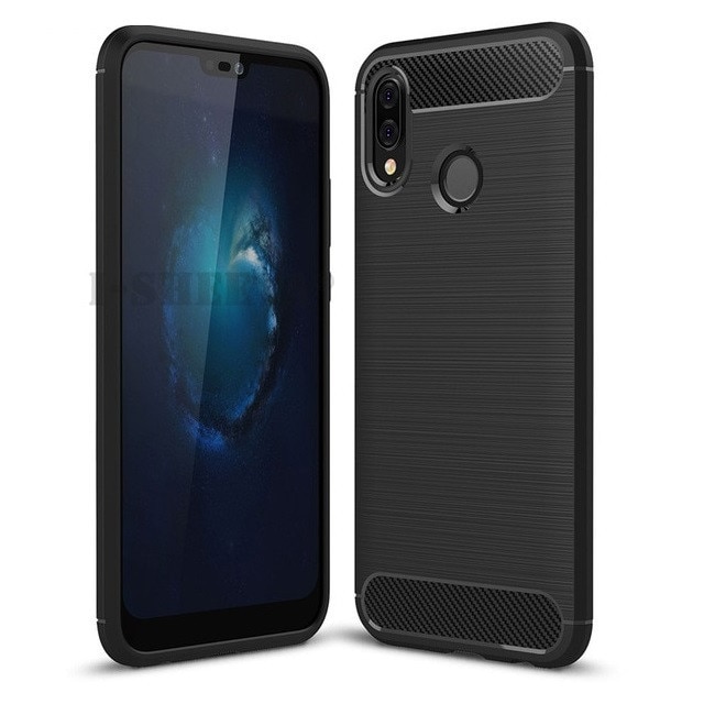 Capac de protectie Carbon Stripe pentru Huawei P30 Lite, silicon moale, negru