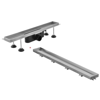 Rigola dus din inox CAPRICORN 600 mm cu gratar din inox faiantabil si reglabila pe inaltime model STONE Rigola dus din inox CAPRICORN 600 mm cu gratar din inox faiantabil si reglabila pe inaltime model STONE