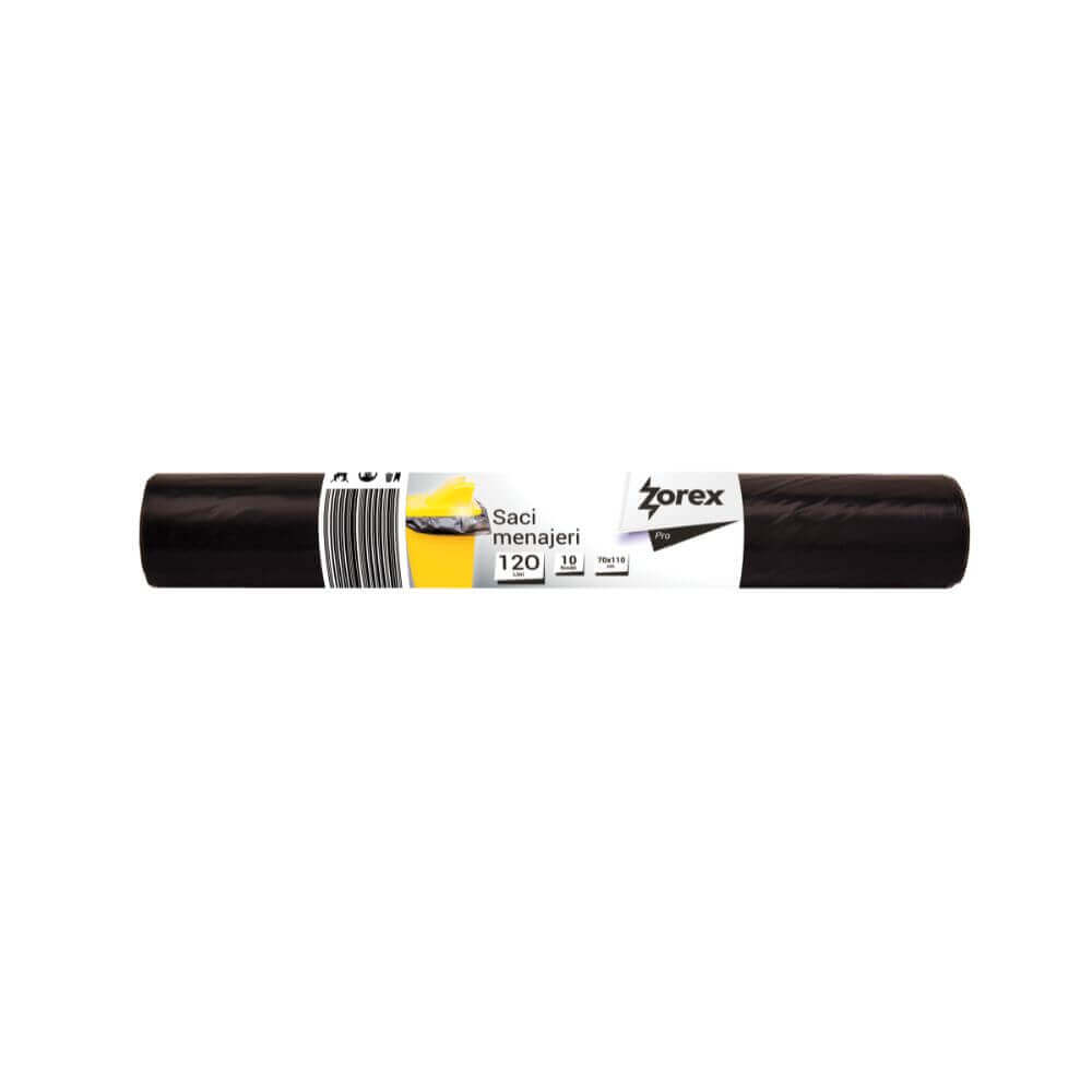 Saci Menajeri Zorex Pro, Capacitate 120L, 70x110 cm, 10 Buc/Rola, Culoare Neagra
