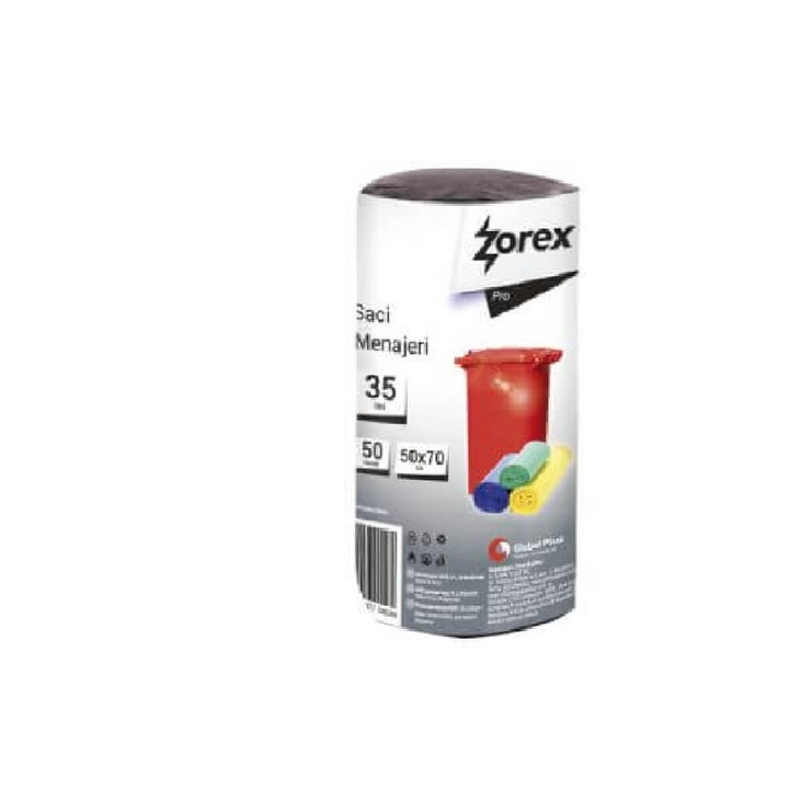 Zorex Pro Szemeteszsákok, Űrtartalom 35L, 50x70 cm, 50 db/tekercs, Fekete szín