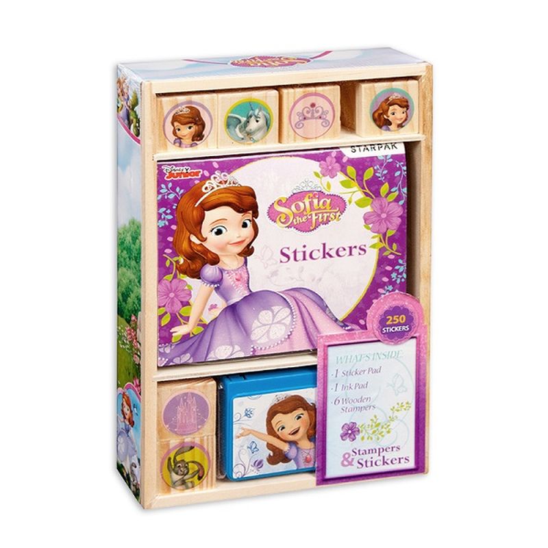 Set creativ Sofia I, Starpak, cu 6 stampile si 250 stickere in cutie de lemn