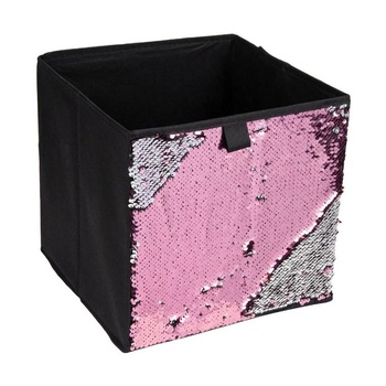 Cutie pliabila, Zola®, pentru depozitare, neagra cu paiete, 25x25x25 cm Cutie pliabila, Zola®, pentru depozitare, neagra cu paiete, 25x25x25 cm