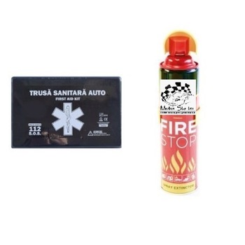Kit siguranta rutiera Motor Starter™ 5 ani valabilitate: Trusa medicala auto prim ajutor + Stingator auto tip spray 1000 ml Kit siguranta rutiera Motor Starter™ 5 ani valabilitate: Trusa medicala auto prim ajutor + Stingator auto tip spray 1000 ml