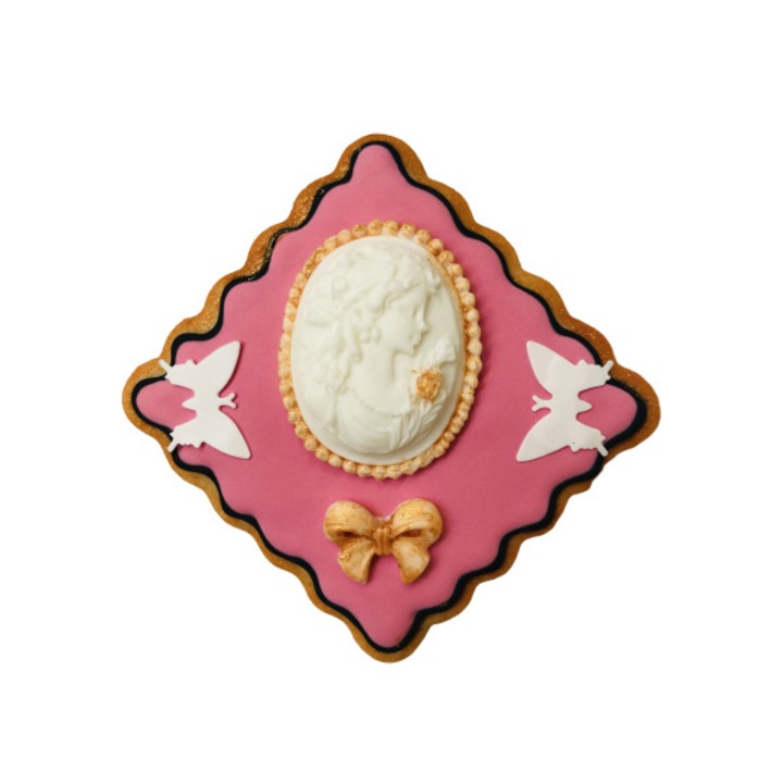 Marturie nunta, botez, comestibila, Fancycookie, roz camee 7x7cm