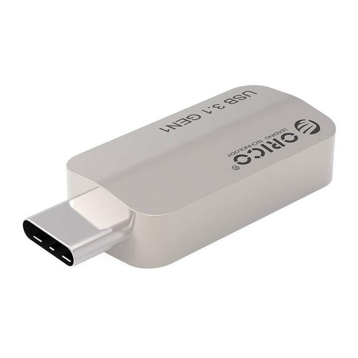 Orico CTA2, OTG csatlakozóadapter, USB Type-C - USB 3.0, szilárd ház, ezüst