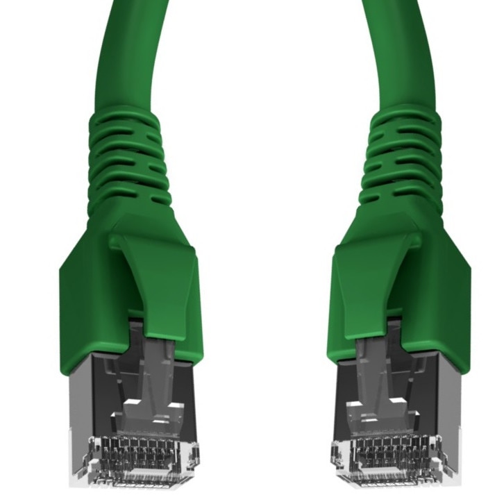Cablu patchcord Cat.6A 10G S/FTP dublu ecranat Schrack RJ45 LSOH 500MHz verde 7,5 m