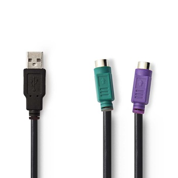 Cablu adaptor USB - PS/2 USB A tata - 2x PS/2 mama 0.3m negru Cablu adaptor USB - PS/2 USB A tata - 2x PS/2 mama 0.3m negru