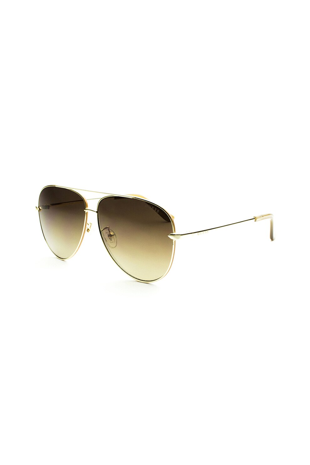 Guess, Ochelari de soare pilot, Auriu/Maro inchis, 61-18-145 Standard