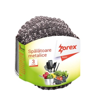 Set 3 Spalatoare Metalice Profesionale Zorex Basic, Metal Galvanizat, 12g, Culoare Argintie, Spalator Metalic Profesional, Bureti Metalici Set 3 Spalatoare Metalice Profesionale Zorex Basic, Metal Galvanizat, 12g, Culoare Argintie, Spalator Metalic Profesional, Bureti Metalici