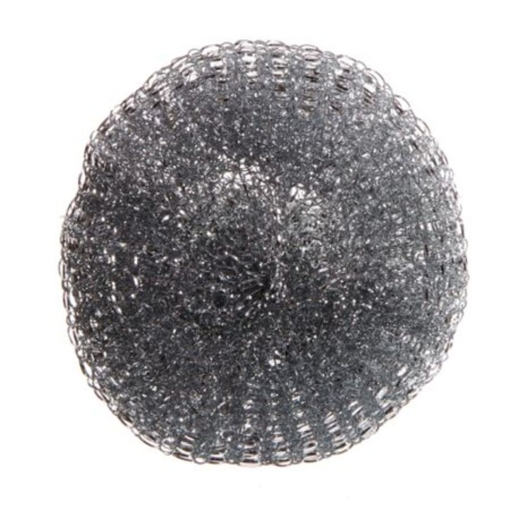 Set 12 Bureti Inox Spiralati OTI, 14 g, Ambalati Blister, Culoare Argintie, Burete din Inox pentru Curatare Vase, Spalatoare Metalice