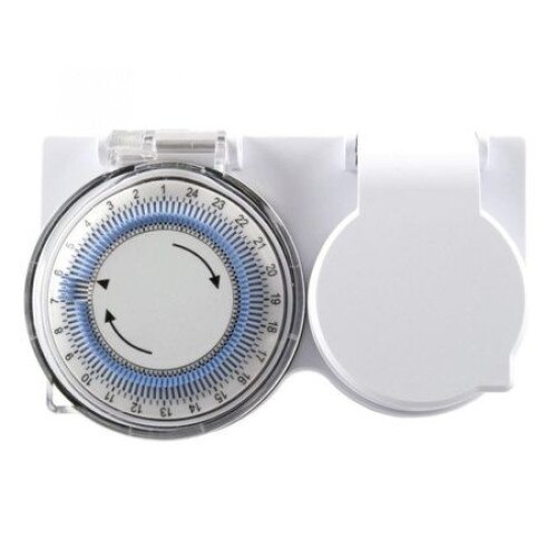 Priza electrica programabila mecanica, 15 m, exterior, 3680 W Alb