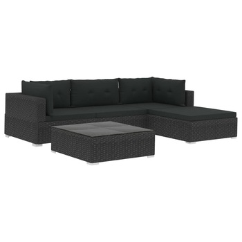 Set mobilier gradina 5 piese, vidaXL, Ratan, 70 x 70 x 52,5 cm, Negru Set mobilier gradina 5 piese, vidaXL, Ratan, 70 x 70 x 52,5 cm, Negru