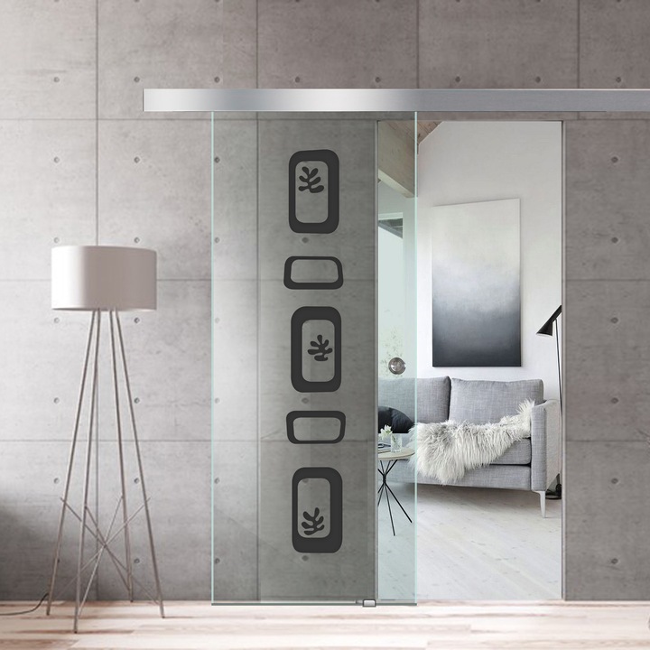 Usa culisanta Boss ® model Nature antracit 85x215 cm, sticla clara 8 mm, glisanta in ambele directii