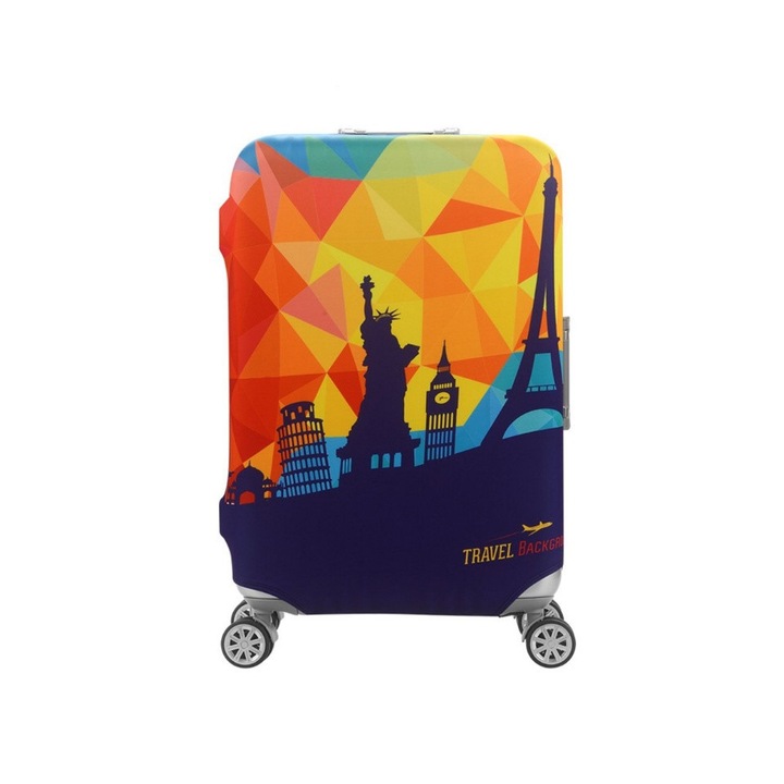 Husa protectie elastica Troler Valiza Geanta AKU, design NEW YORK, marimea S ajustabila