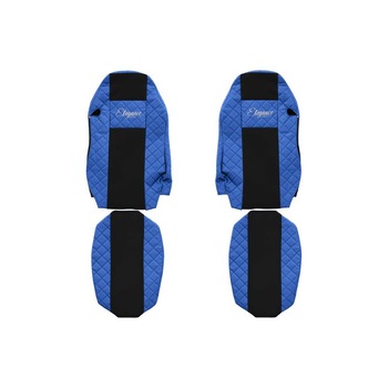Set 2 huse scaun camion F-Core, Piele-ECO, pentru MAN TGX, Albastru/ Negru, Scaun sofer standard Set 2 huse scaun camion F-Core, Piele-ECO, pentru MAN TGX, Albastru/ Negru, Scaun sofer standard