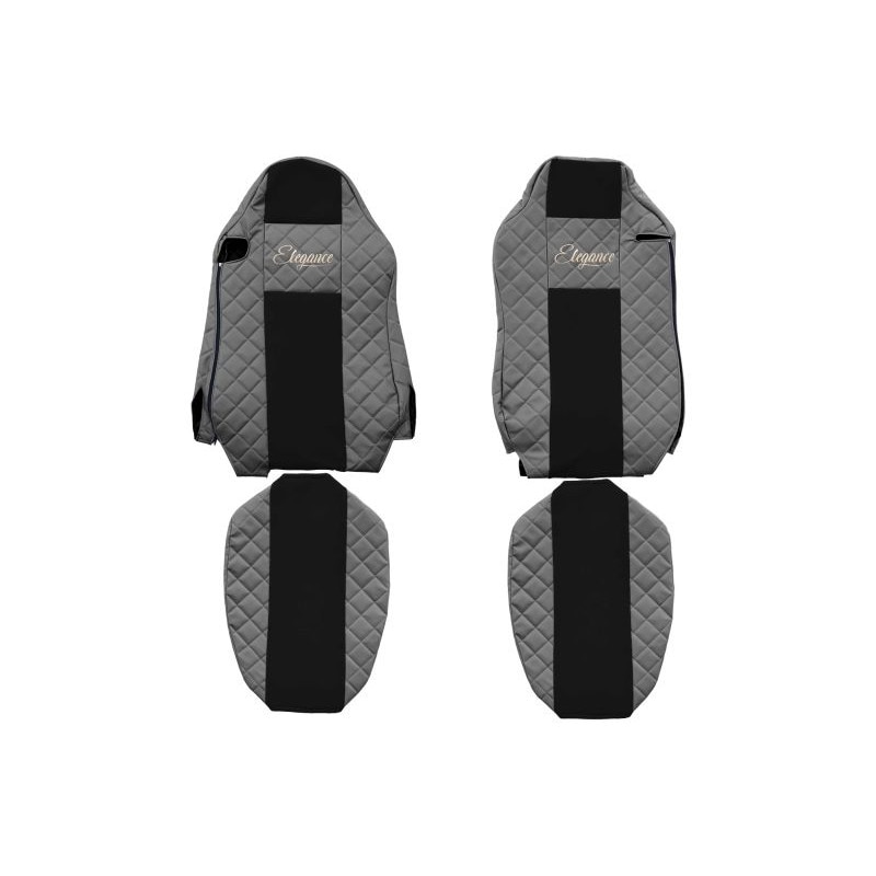 Set 2 huse scaun camion F-Core, Piele-ECO, pentru MAN TGS, TGX, Gri/ Negru, scaune ISRI