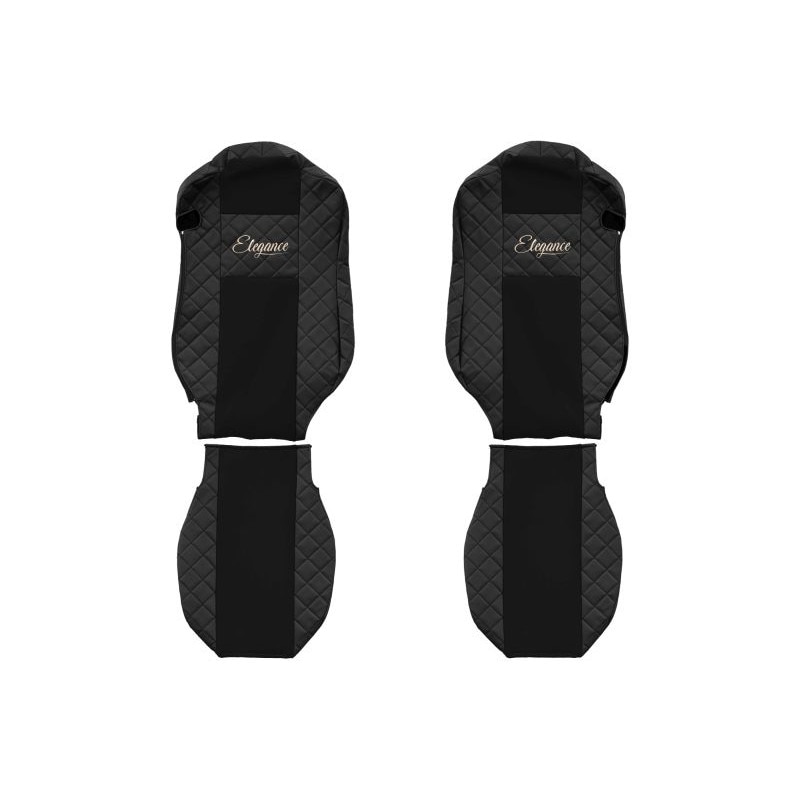 Set 2 huse scaun camion F-Core, Piele-ECO, pentru MERCEDES ACTROS MP4 / MP5, Negru, scaune standard