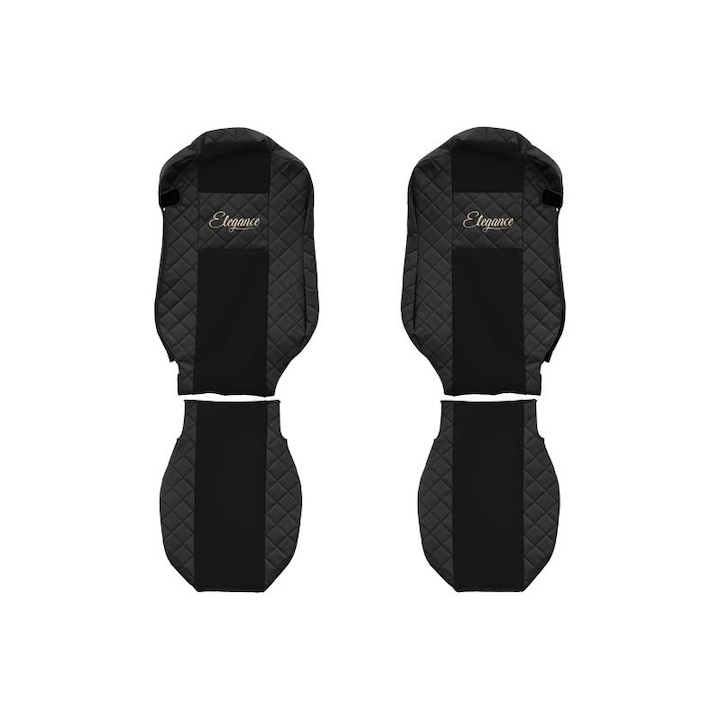 Set 2 huse scaun camion F-Core, Piele-ECO, pentru MERCEDES ACTROS MP4 / MP5, Negru, scaune standard