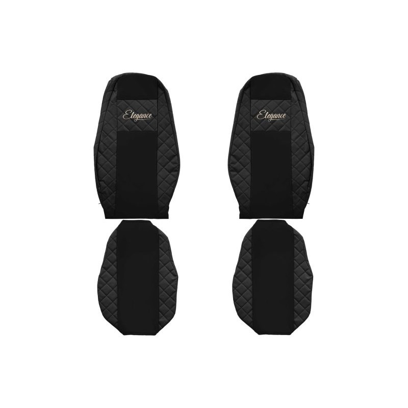 Set 2 huse scaun camion F-Core, Piele-ECO, pentru VOLVO FH 16 II, Negru