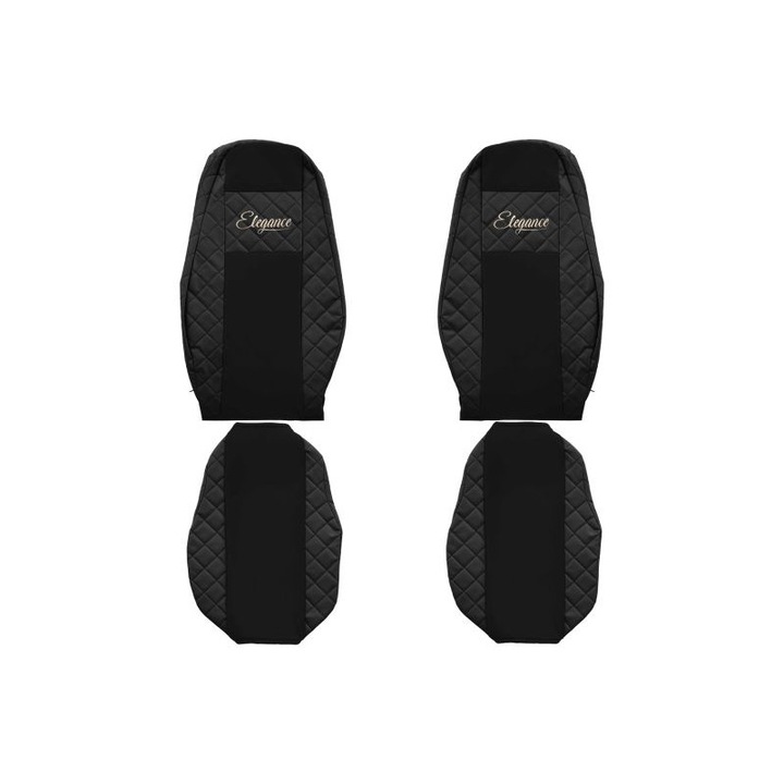 Set 2 huse scaun camion F-Core, Piele-ECO, pentru VOLVO FH 16 II, Negru