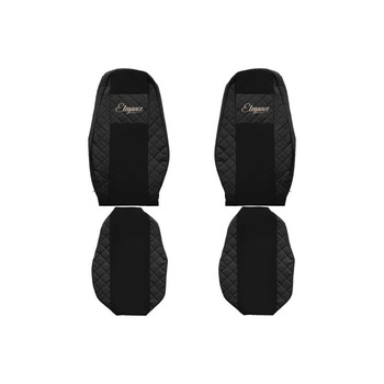 Set 2 huse scaun camion F-Core, Piele-ECO, pentru VOLVO FH 16 II, Negru Set 2 huse scaun camion F-Core, Piele-ECO, pentru VOLVO FH 16 II, Negru