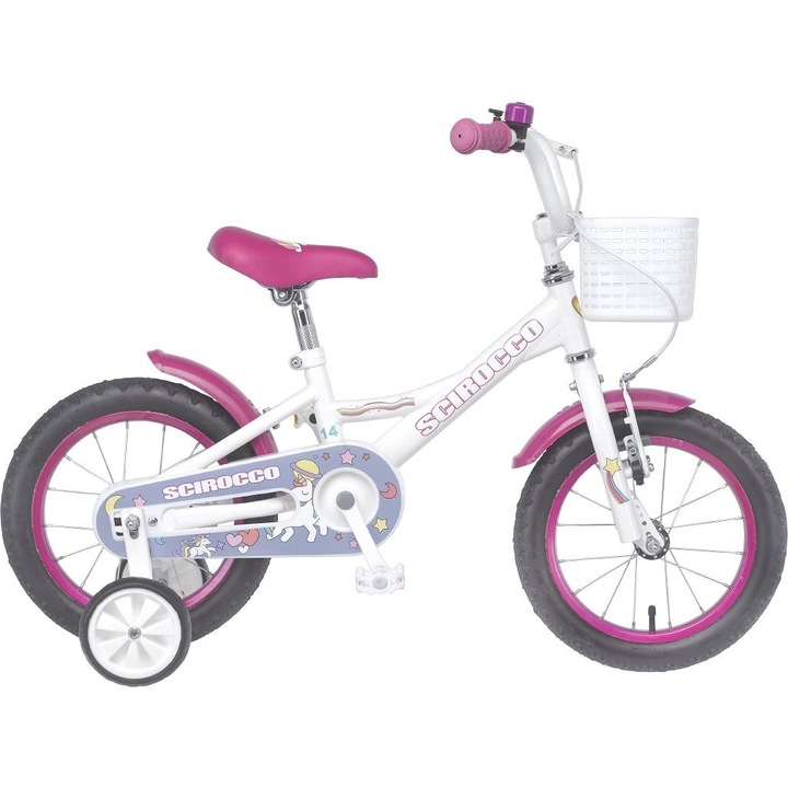 Bicicleta 14 inch pentru copii Scirocco Unicorn, multicolor