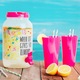 Pachet Dozator bauturi cu robinet, cu set pahare plastic, 3,8L, roz-fresh lemon