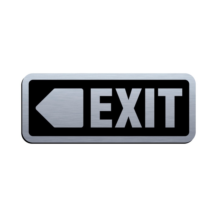 Индикатор EXIT - ляв, сребрист, гравиран ABS, 20х8см