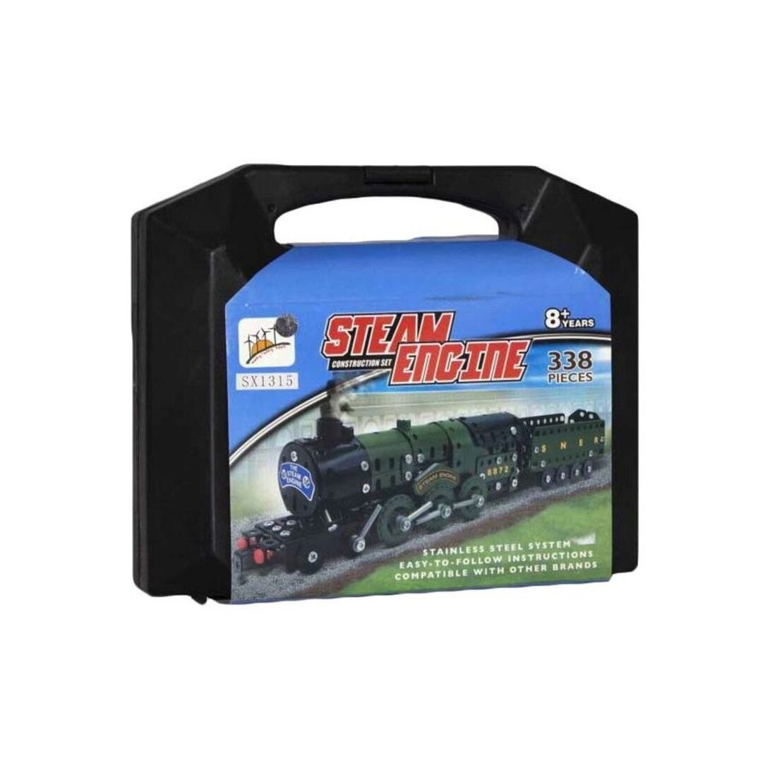 Set de construit Tren cu abur din otel ,338 piese