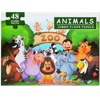 Puzzle urias carton, Pentru podea, 48 piese, 87x57 cm, Jungla Puzzle urias carton, Pentru podea, 48 piese, 87x57 cm, Jungla