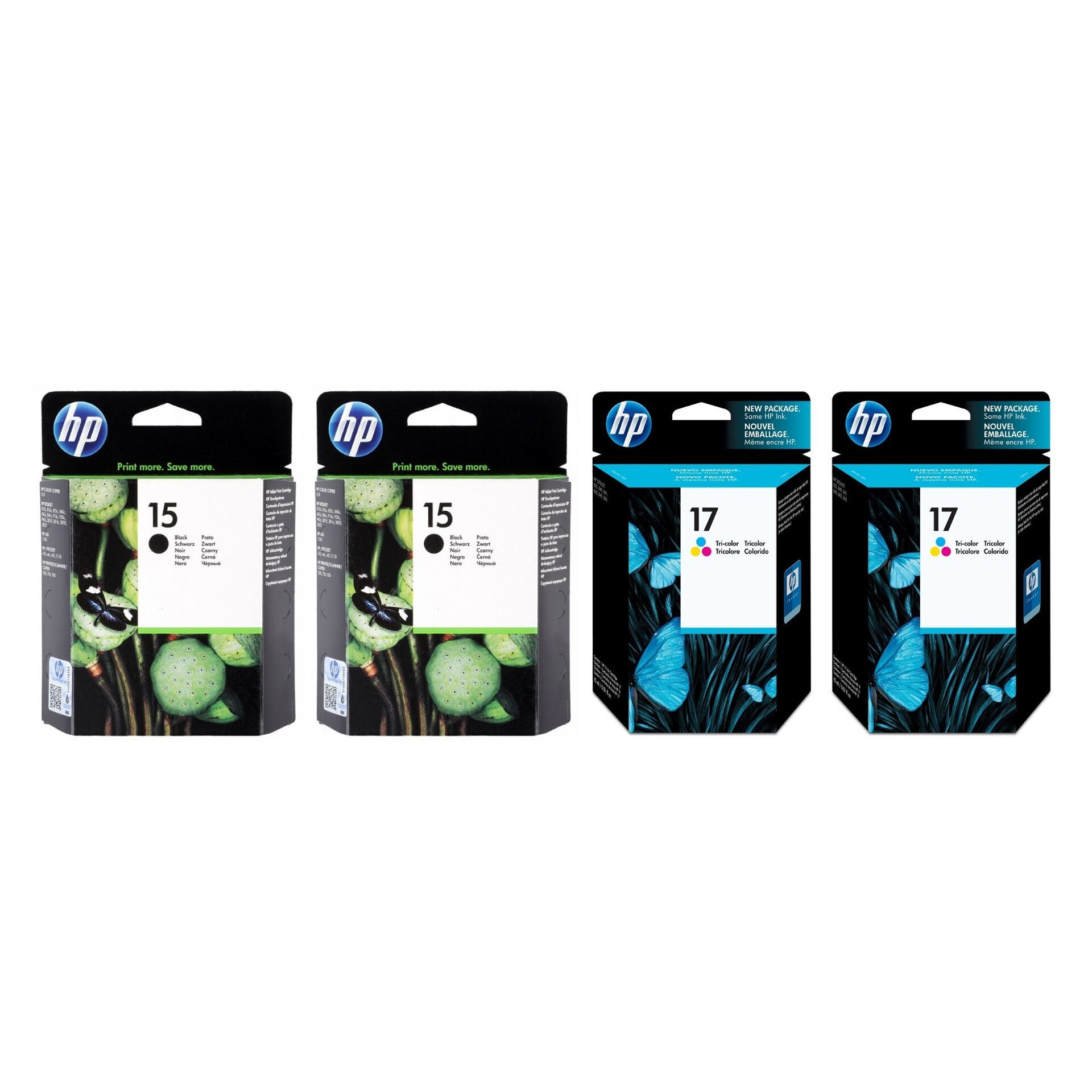 Pachet cartuse cerneala C6615DE (15) negru x2 C6625A (17) color x2 HP original 1960 pagini