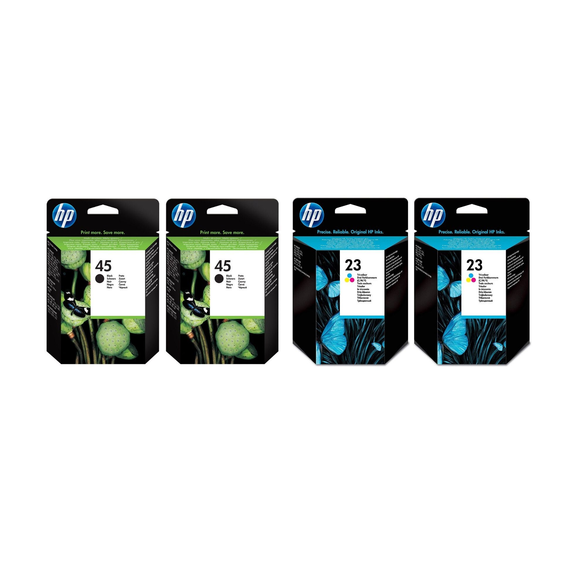 Pachet cartuse cerneala 51645AE (45) negru x2 C1823DE (23) color x2 HP original 3240 pagini