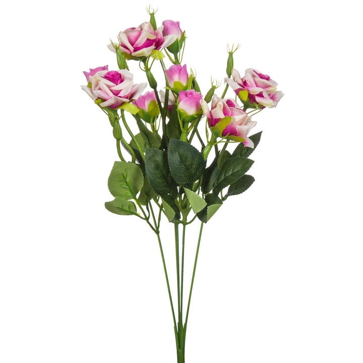 Buchet de flori artificiale decorative Shopiens®, cu trandafiri mov crem, 43 cm