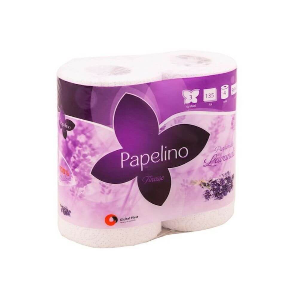 Hartie Igienica Parfumata in 3 Straturi, 4 Role/Bax, Latime 120 mm, 135 Foi/Rola, Miros de Lavanda