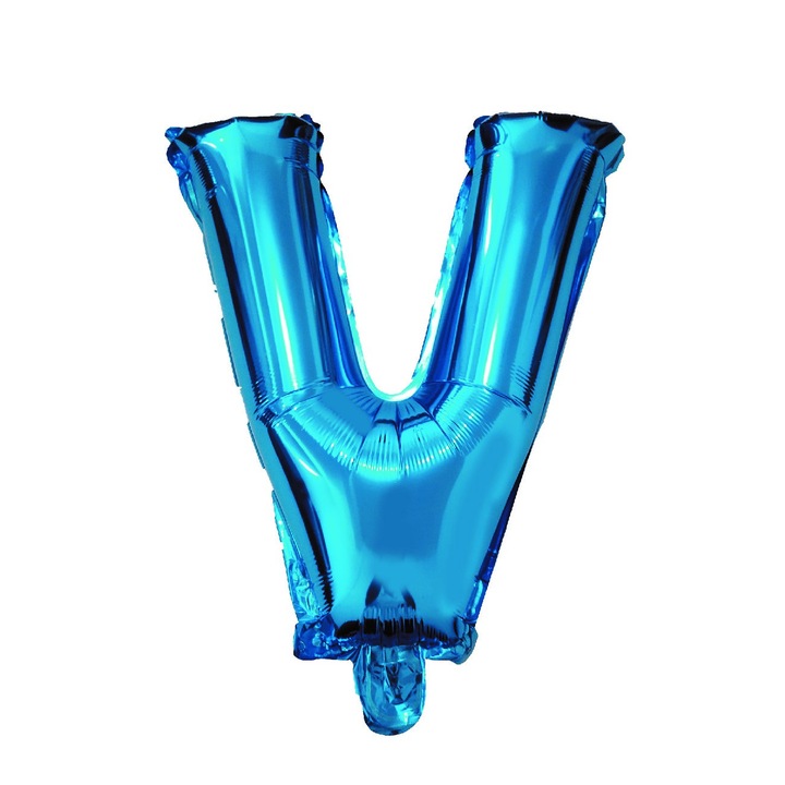Фолиев метален балон Blue, Mirific Party, буква V, 80 см