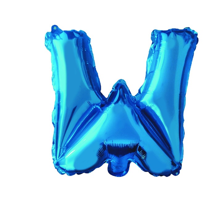 Фолиев метален балон Blue, Mirific Party, буква W, 80 см