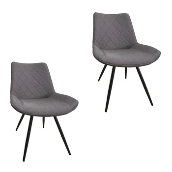 Set 2 scaune dining MORGAN, textil, picioare metalice, gri Set 2 scaune dining MORGAN, textil, picioare metalice, gri