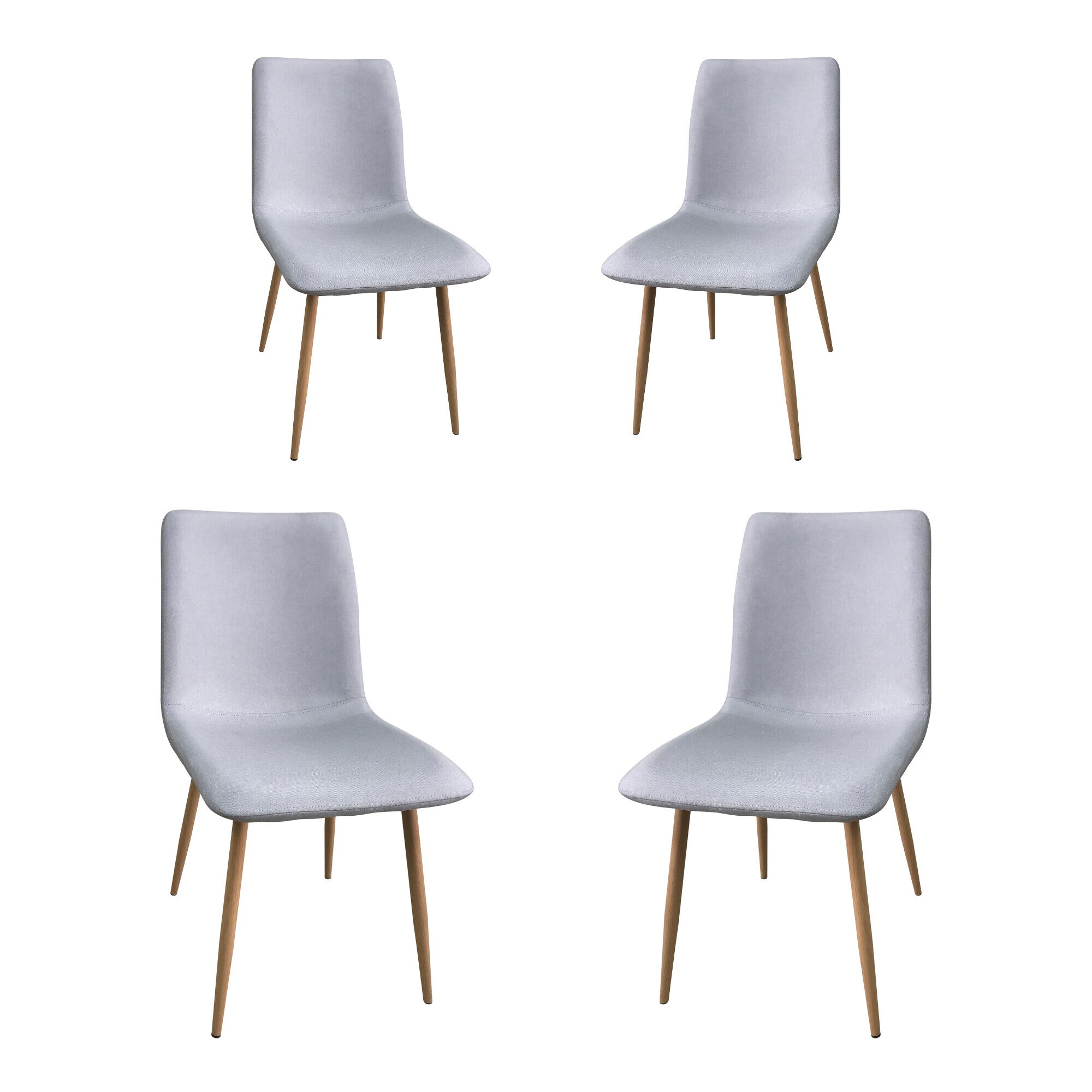 Set 4 scaune dining VERA, textil, picioare metalice, gri deschis
