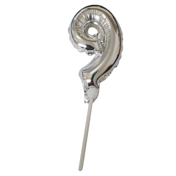 Balon folie, Zola®, cu agrafa, cifra 9, argintiu, dimensiune 15 cm Balon folie, Zola®, cu agrafa, cifra 9, argintiu, dimensiune 15 cm