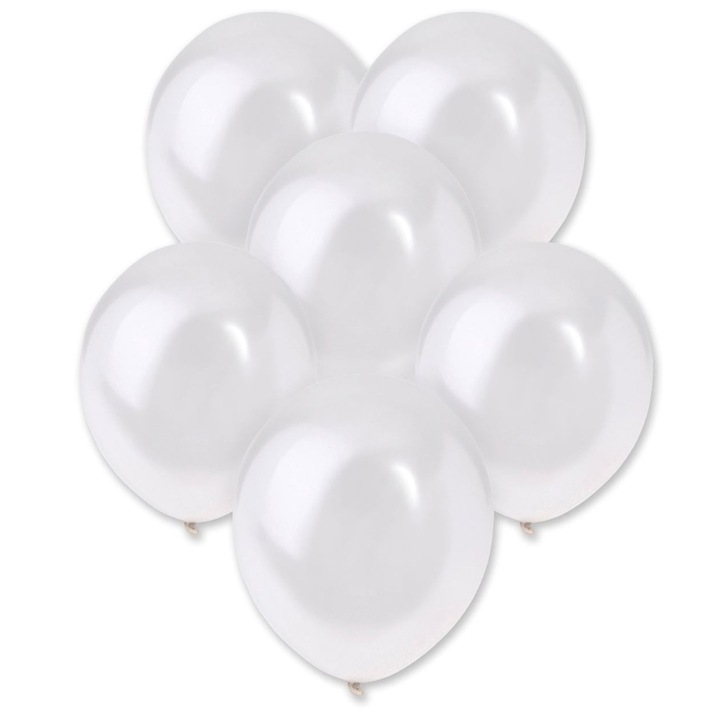 Set 20 de baloane, Zola®, albe metalizate, dimensiune 30 cm