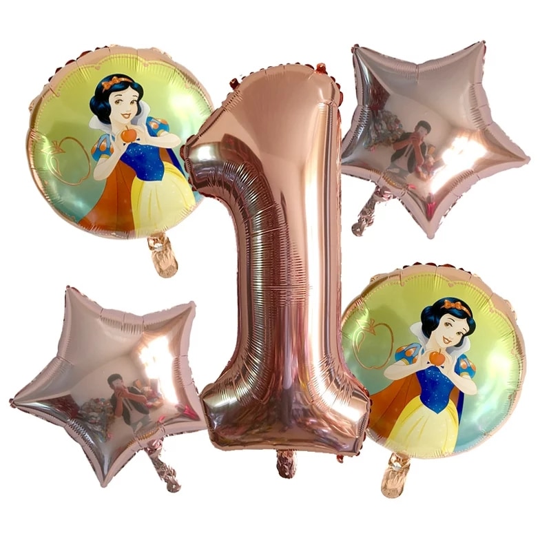 Set de 5 baloane cu Alba Ca Zapada si cifra 1