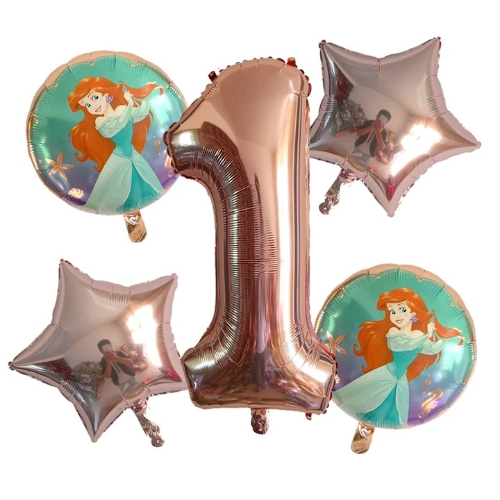 5 db születésnapi lufi készlet Ariellel