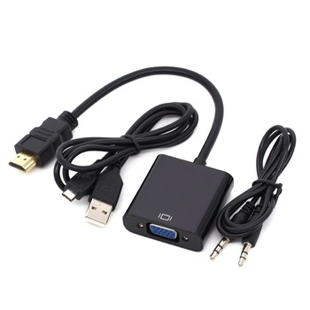 Cablu adaptor activ HDMI la VGA, tata-mama, 0.2m, cu jack 3.5mm sunet Cablu adaptor activ HDMI la VGA, tata-mama, 0.2m, cu jack 3.5mm sunet